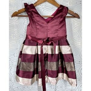 Tong Tong Mi Girl's Princess Stripped V Neck Red Sleeveless Dress Size 3 3T 100